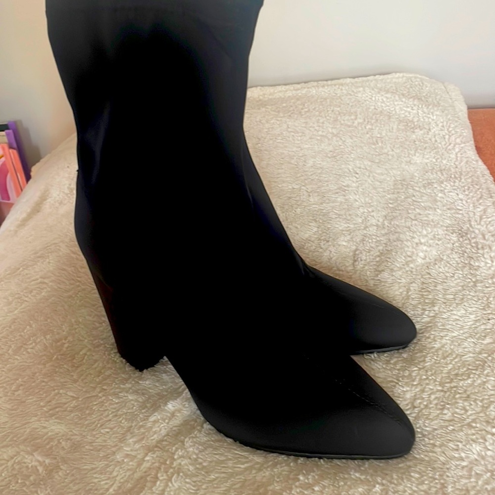 short stacked heel bootie